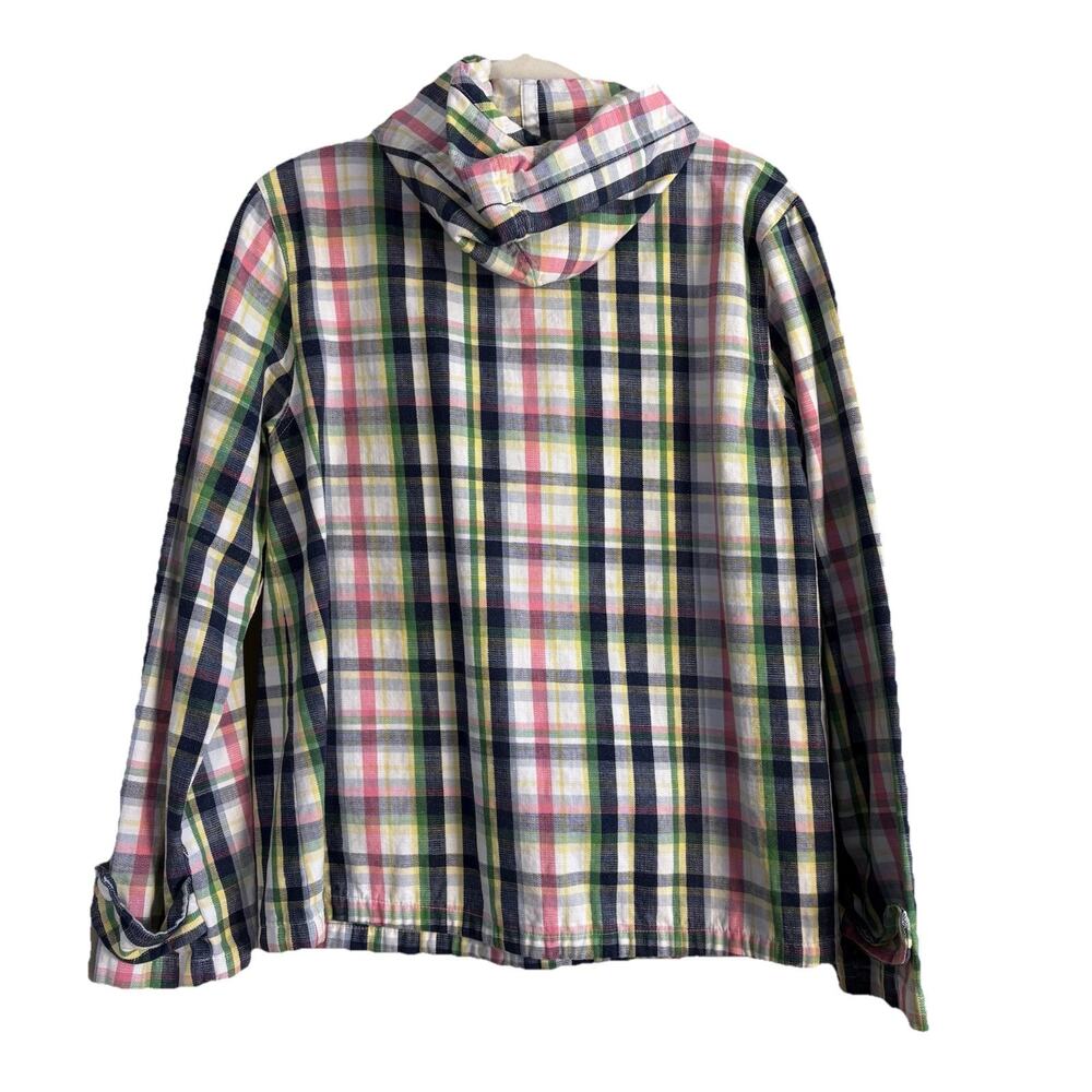 Merona Women’s Plaid Drawstring 4 Button Pullover Hoodie Jacket Size Large - Picture 2 of 15